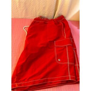 Foundry 5xl red swim‎ trunks cargo pockets mesh lined nwt